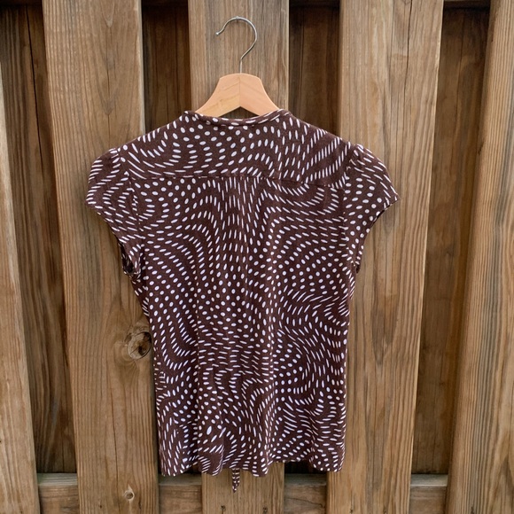 MNG Soft Knit Short Sleeve Patterned Blouse - Picture 4 of 8